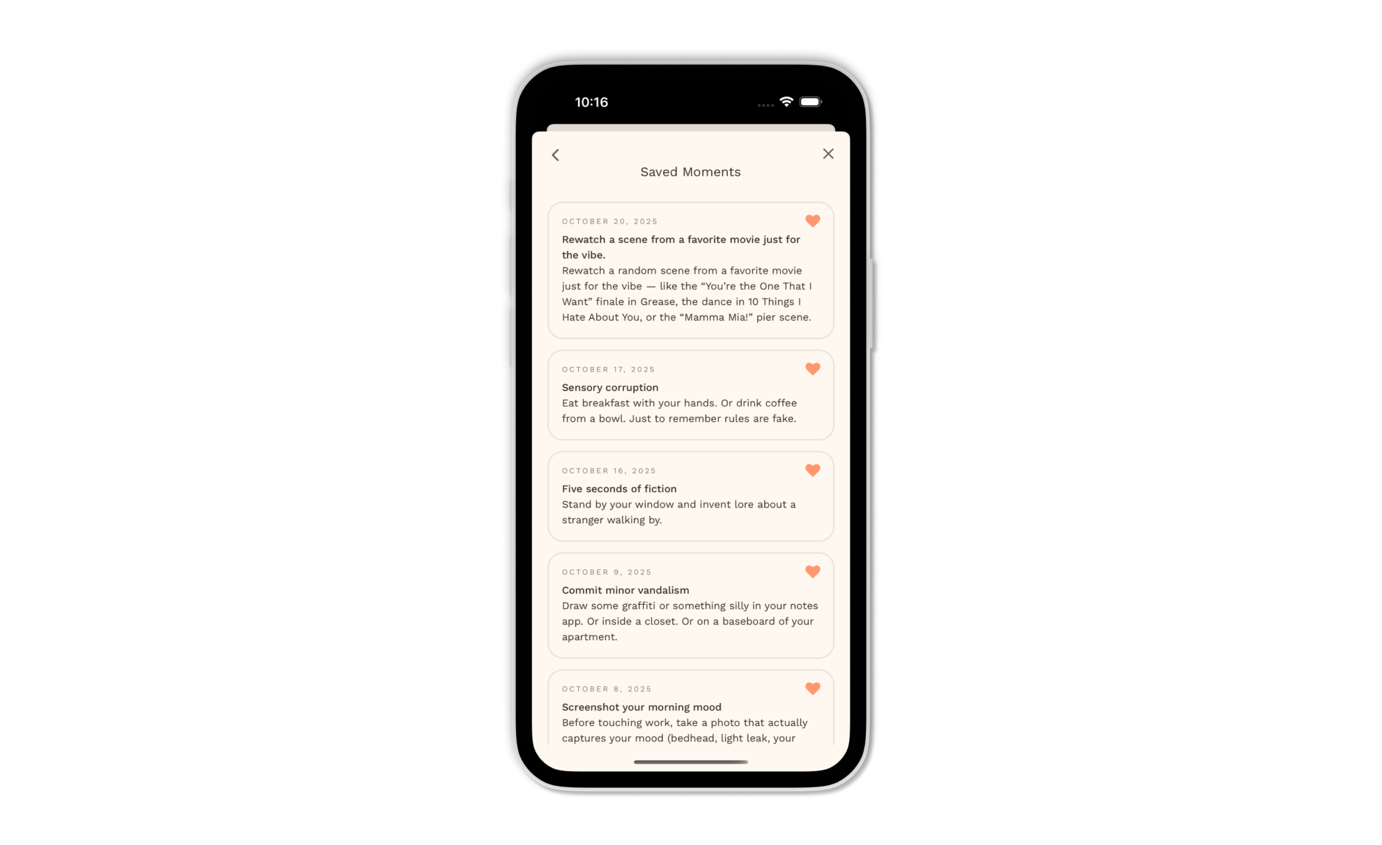 Hana gratitude journal entries screen