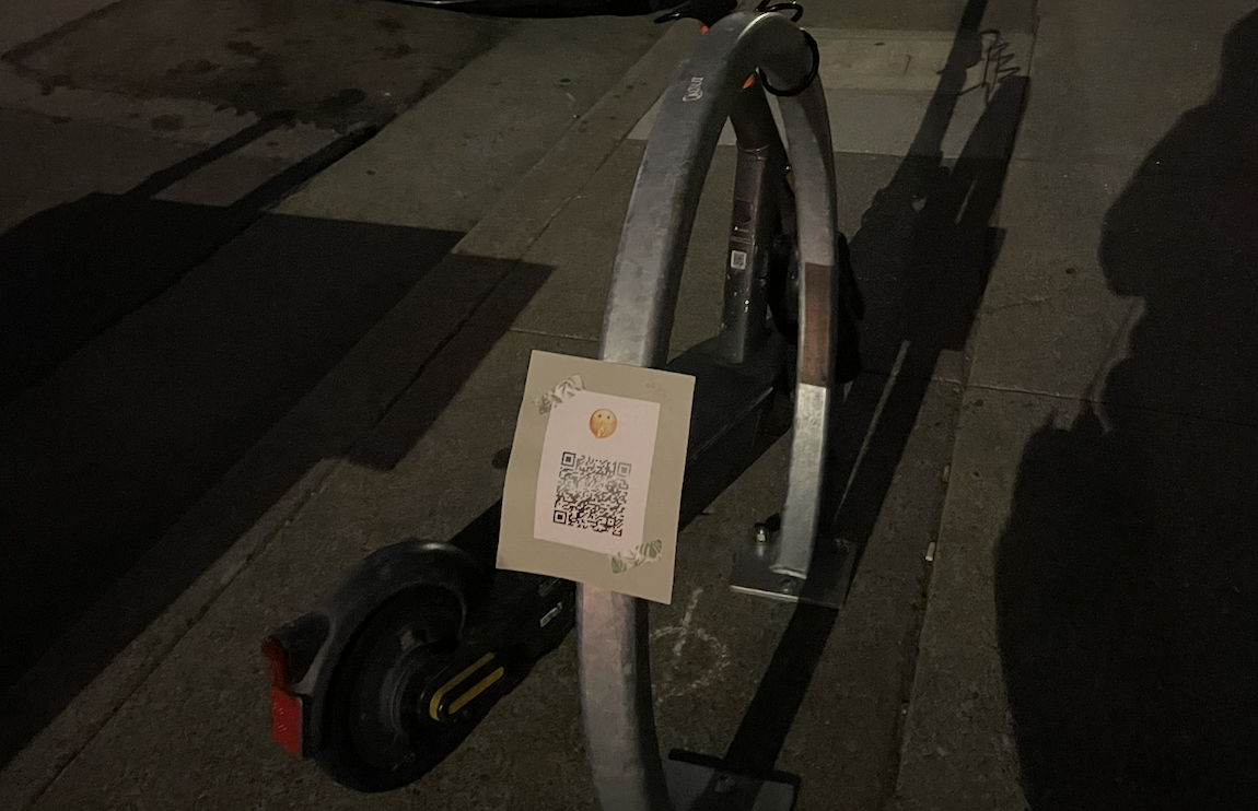 QR code on bike rack